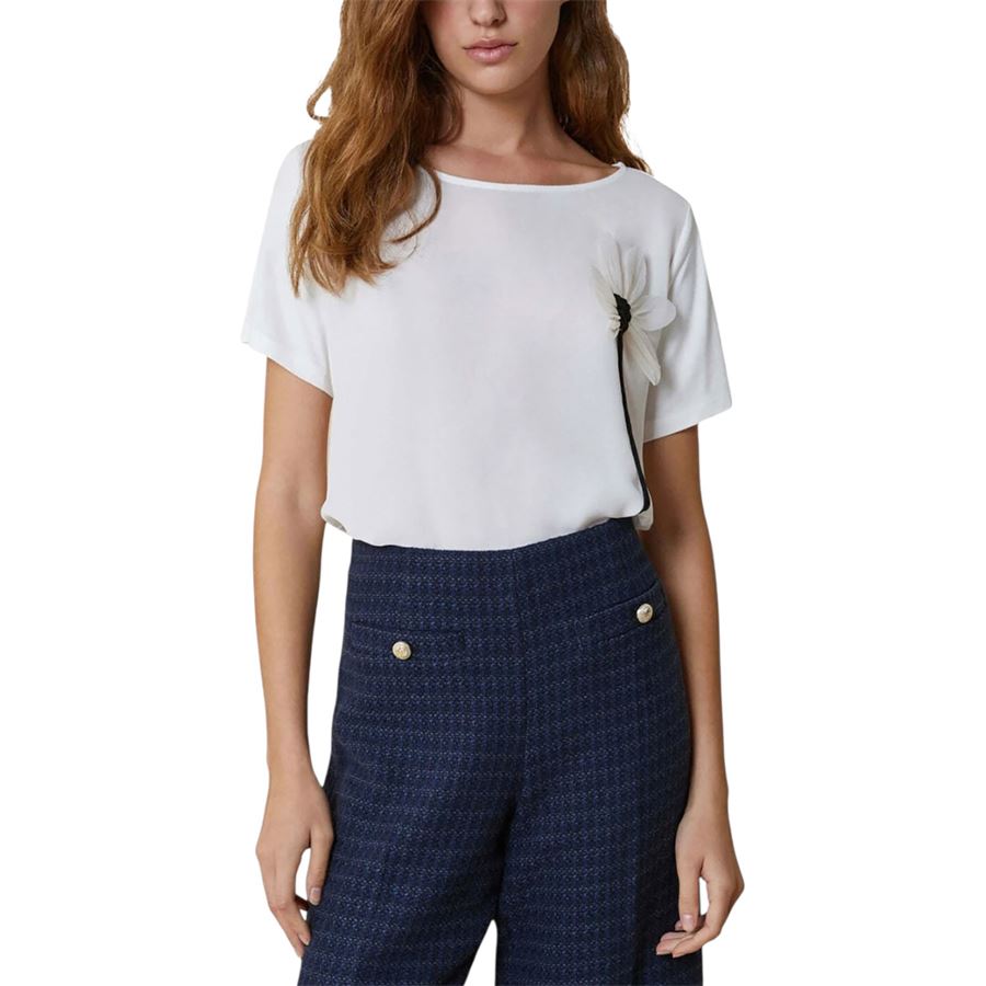 Onda T-shirt in jersey e crêpe de Chine Penny Black | 2511971033200002